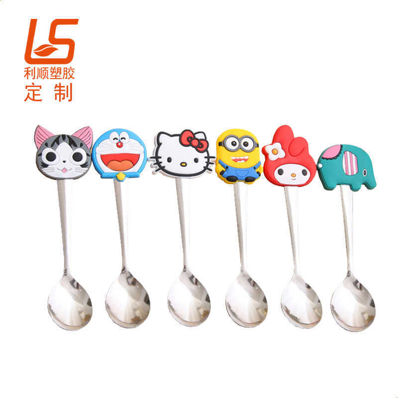 定制PVC卡通咖啡搅拌勺 硅胶公仔咖啡勺